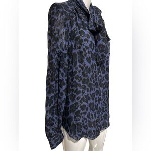 Kate Spade New York Leopard Print Bow Blouse Medium
